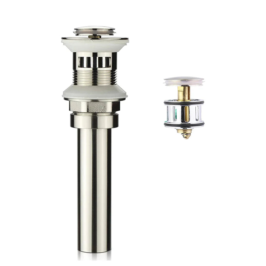 A0940,,Brushed Nickel Lavatory Vessel Bathroom Vanity Faucet Pop Up Drain Stopper with Overflow