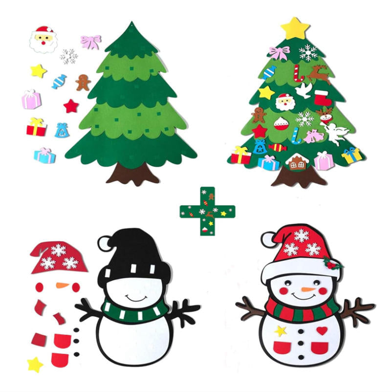 A6504，DIY Felt Christmas Tree & Snowman Set - 2 Pack .C11.  @